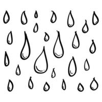 conjunto de ilustración de gota de agua dibujada a mano en estilo de fideos vector