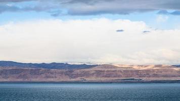 view of Dead Sea and Jerusalem in winter morning photo