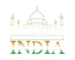 logotipo de india con ilustración de vector de taj mahal