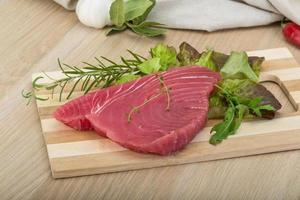 Raw tuna steak photo