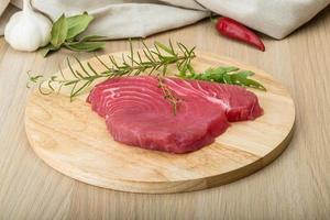 Raw tuna steak photo