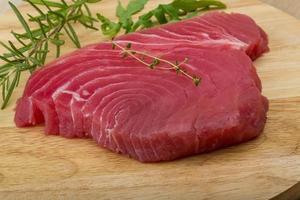 Raw tuna steak photo