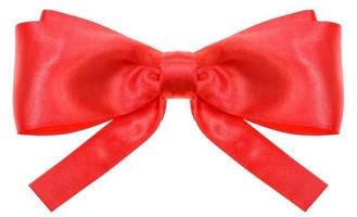 symmetric red ribbon bow with square cut ends photo