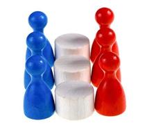 negotiations  by wooden figurines isolated photo