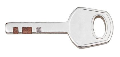 little steel door key for disc tumbler lock photo