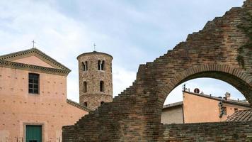 ancient houses, walls and towers in Ravenna city photo