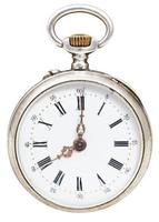 eight o'clock on the dial of retro pocket watch photo