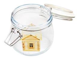 wood house in glass jar photo