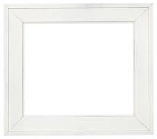 wide white wood picture frame with cut out canvas photo