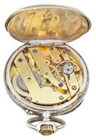 mecanismo de relojería de latón de reloj de bolsillo de plata vintage foto