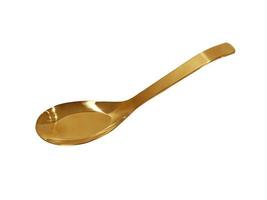 Stylish clean gold spoon on white background. photo