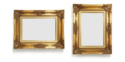 golden antique photo frame isolated on white