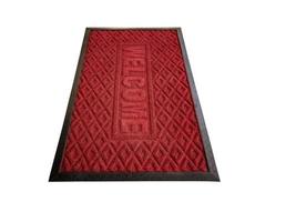 welcome doormat Beautiful red with different black borders on a white background. photo