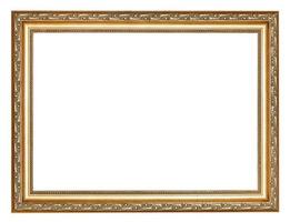 wide carved ancient gold wooden picture frame photo