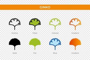 ginko icon in different style. ginko vector icons designed in outline, solid, colored, filled, gradient, and flat style. Symbol, logo illustration. Vector illustration