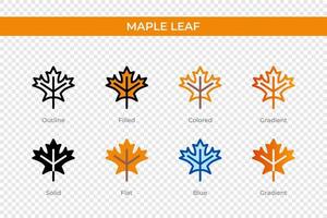 maple leaf icon in different style. maple leaf vector icons designed in outline, solid, colored, filled, gradient, and flat style. Symbol, logo illustration. Vector illustration