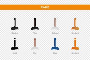 rake icon in different style. rake vector icons designed in outline, solid, colored, filled, gradient, and flat style. Symbol, logo illustration. Vector illustration