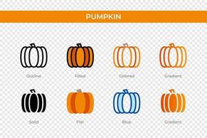 pumpkin icon in different style. pumpkin vector icons designed in outline, solid, colored, filled, gradient, and flat style. Symbol, logo illustration. Vector illustration