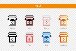 jam icon in different style. jam vector icons designed in outline, solid, colored, filled, gradient, and flat style. Symbol, logo illustration. Vector illustration