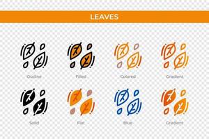 leaves icon in different style. leaves vector icons designed in outline, solid, colored, filled, gradient, and flat style. Symbol, logo illustration. Vector illustration