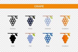 grape icon in different style. grape vector icons designed in outline, solid, colored, filled, gradient, and flat style. Symbol, logo illustration. Vector illustration