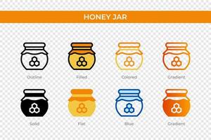 honey jar icon in different style. honey jar vector icons designed in outline, solid, colored, filled, gradient, and flat style. Symbol, logo illustration. Vector illustration