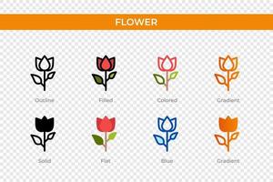 flower icon in different style. flower vector icons designed in outline, solid, colored, filled, gradient, and flat style. Symbol, logo illustration. Vector illustration