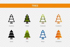 tree icon in different style. tree vector icons designed in outline, solid, colored, filled, gradient, and flat style. Symbol, logo illustration. Vector illustration
