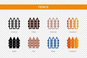 fence icon in different style. fence vector icons designed in outline, solid, colored, filled, gradient, and flat style. Symbol, logo illustration. Vector illustration