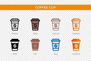 coffee cup icon in different style. coffee cup vector icons designed in outline, solid, colored, filled, gradient, and flat style. Symbol, logo illustration. Vector illustration