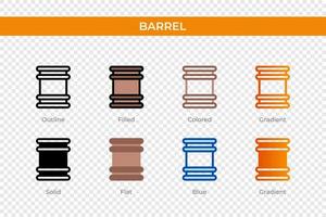 barrel icon in different style. barrel vector icons designed in outline, solid, colored, filled, gradient, and flat style. Symbol, logo illustration. Vector illustration