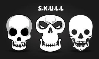 Collection of Scary skull head cartoon background vector