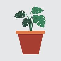 potted plant cartoon background vector
