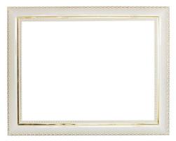 gold decorated white wide wooden picture frame photo