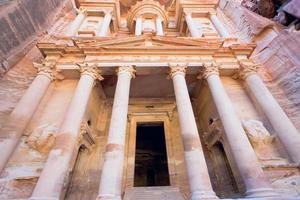 facade of The Treasury Monument in antique city Petra photo