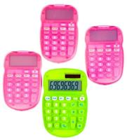 pink and green calculators photo