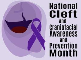 National Cleft and Craniofacial Awareness and Prevention Month, idea for a poster, banner, flyer or postcard on a medical theme vector