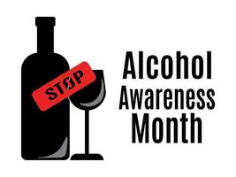 Alcohol Awareness Month, Idea for a horizontal poster, banner, flyer or postcard on a social theme vector