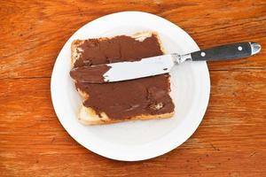 sweet sandwich - toast with chocolate spread photo