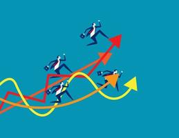 Business team running up to graph. Concept business successful vector illustration, Growth, Development