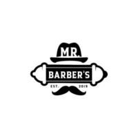 emblemas y etiquetas vectoriales de barbería vintage. insignias y logotipos de barbero. logotipo de barbería y etiqueta vintage de barbería e ilustración de placa vector