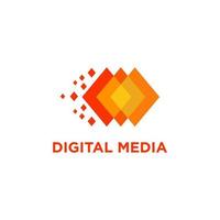 vector de stock de logotipo de tecnología de medios abstractos digitales