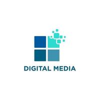 vector de stock de logotipo de tecnología de medios abstractos digitales