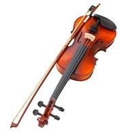 typical wooden fiddle with transitional bow photo