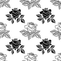 patrón de flor de rosa. elementos de contorno negro aislados sobre fondo blanco. patrón para crear diseño.