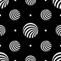 Vector pattern of seamless white circles on a black background. Abstract geometric background.