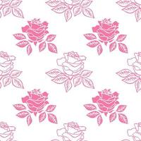 Seamless pattern of pink roses on a white background. vector