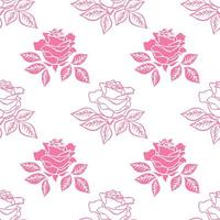 Seamless pattern of pink roses on a white background. vector