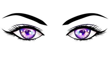 Purple eyes anime girl. vector