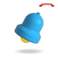 3d vector bell icon, realistic glossy plastic illustration.